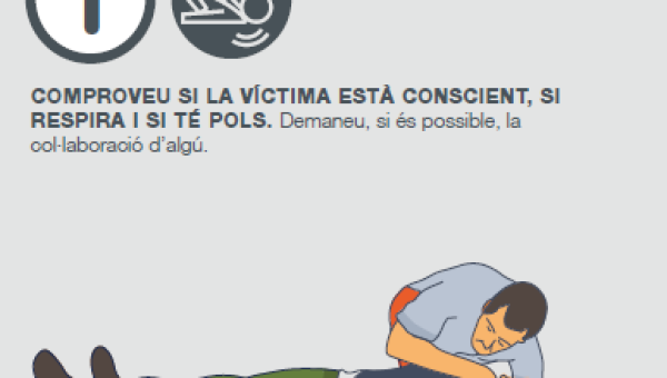 1. Comprovar si la víctima està conscient, si respira i si té pols. Demanar, si és possible, la col·laboració d'algú.